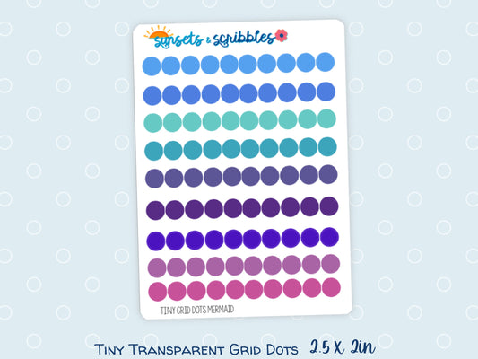Tiny Translucent Grid Dot "Mermaid" Color-Way Stickers