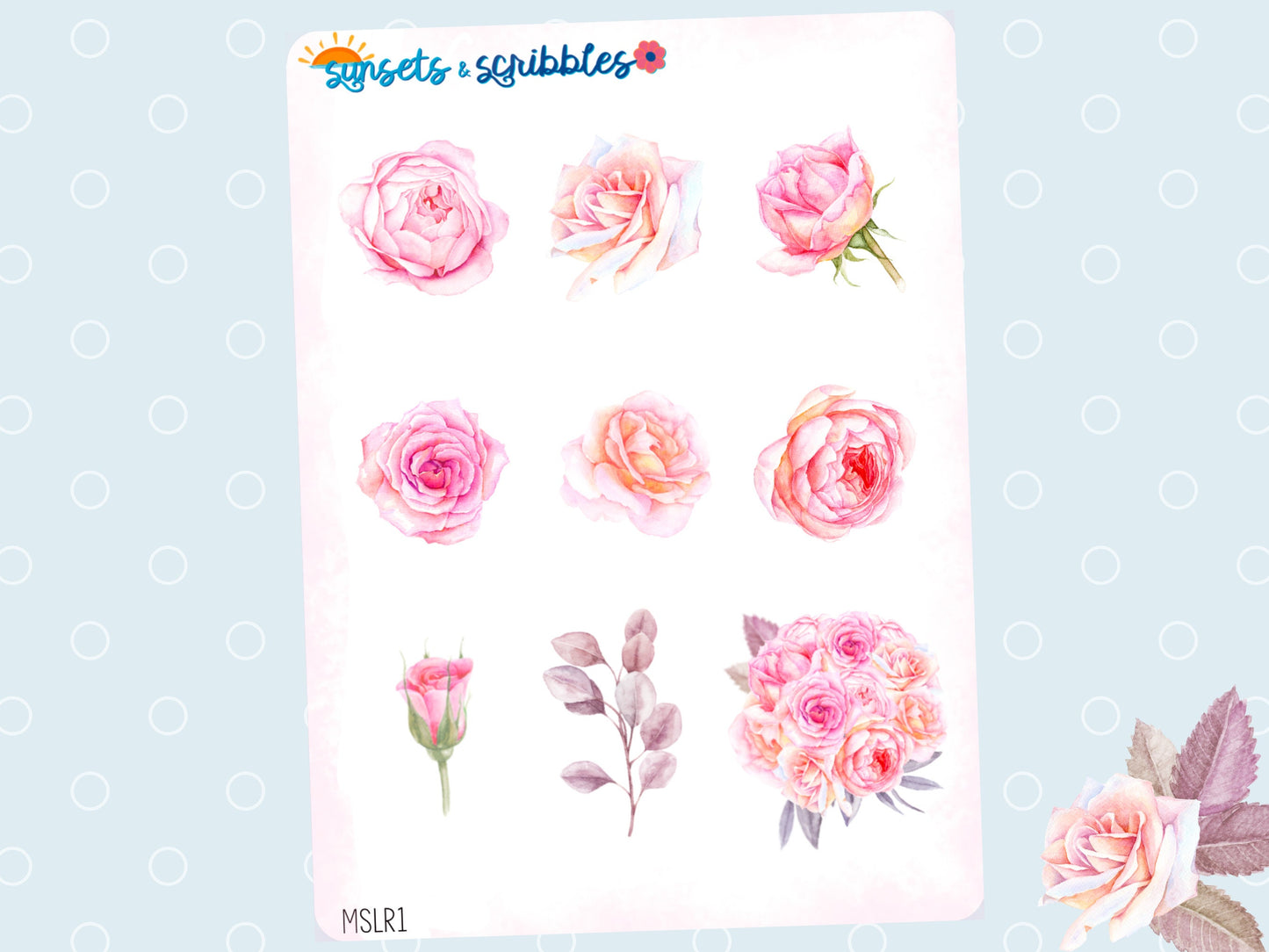 Pink Rose Clear Stickers