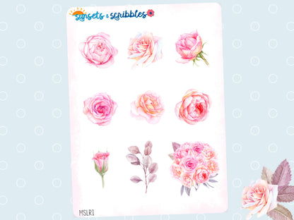 Pink Rose Clear Stickers