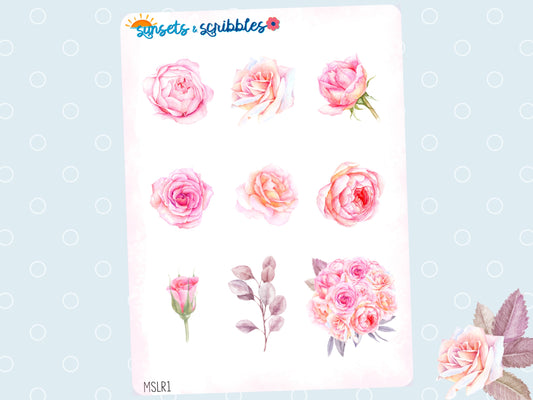 Pink Rose Clear Stickers