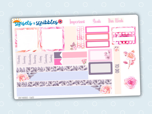 Love 'n Roses Hobonichi Cousin Weekly Planner Sticker Kit