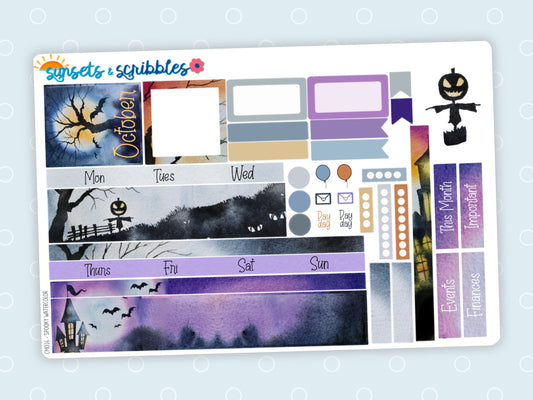 Halloween Watercolor Hobonichi Cousin Monthly Planner Stickers