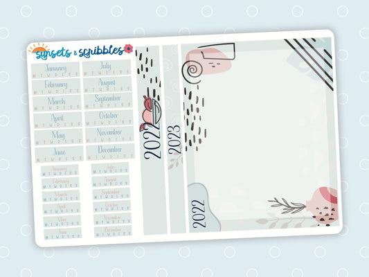Soft Abstract Hobonichi Cousin Year-at a-Glance Stickers