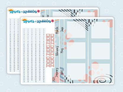 Soft Abstract Hobonichi Cousin Index Stickers 2023 | 2024