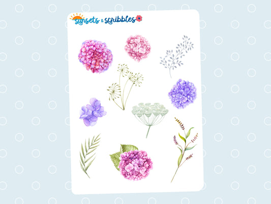 Hydrangea Clear Stickers