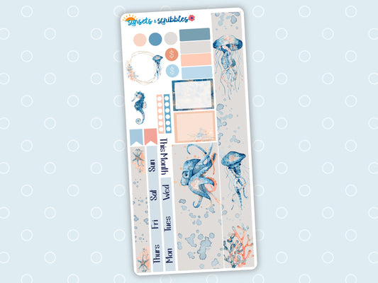 Watercolor Sea Hobonichi Weeks Monthly Stickers