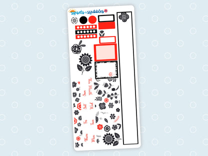 Red, Black and White flower Hobonihi Weeks Monthly Stickers