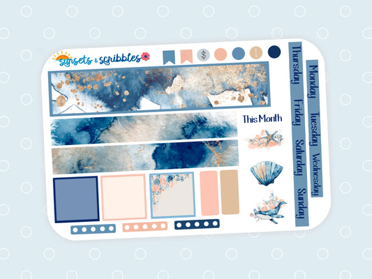 Watercolor Sea Hobonichi Original Monthly Planner Stickers