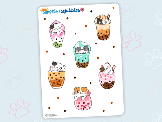 Bubble Tea Cat Stickers