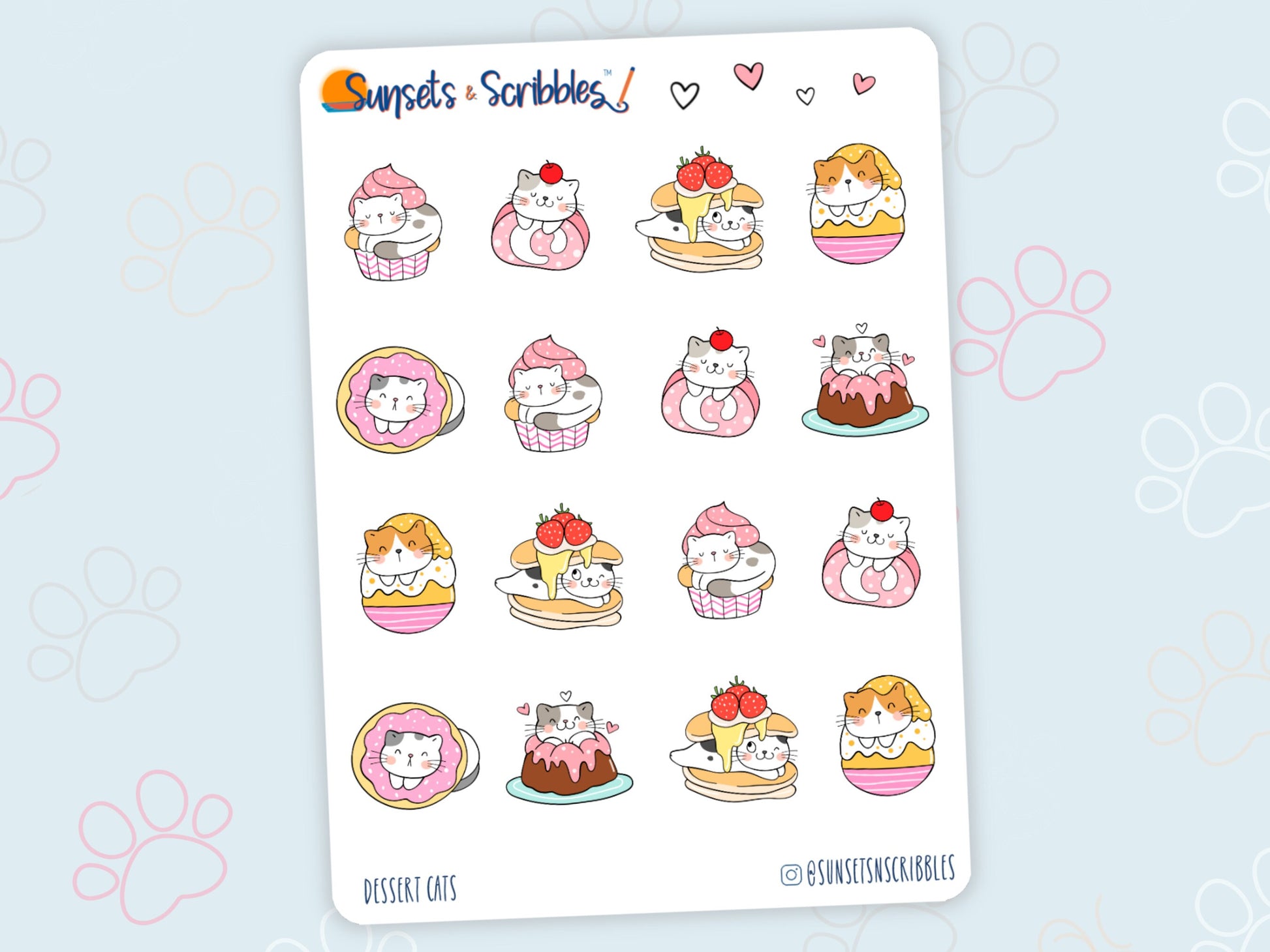 Cat stickers | Dessert Cats stickers | Planner stickers | Bullet journal stickers