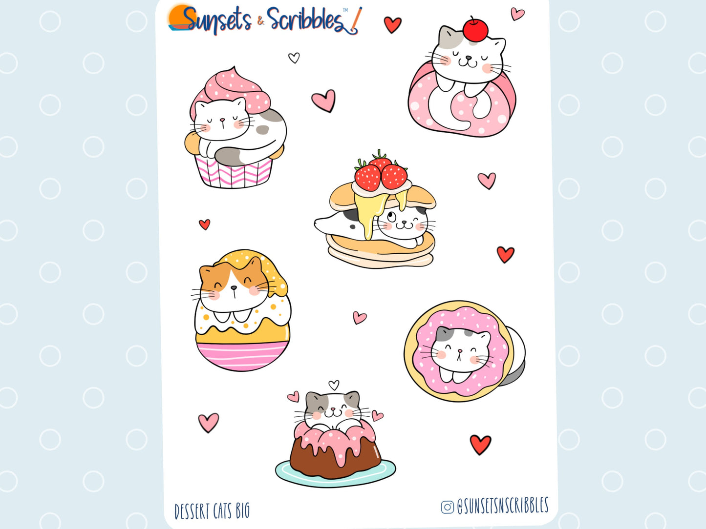 Cat stickers | Dessert Cats stickers | Planner stickers | Bullet journal stickers