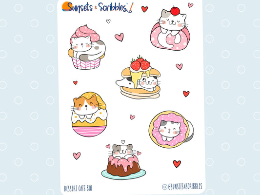 Cat stickers | Dessert Cats stickers | Planner stickers | Bullet journal stickers