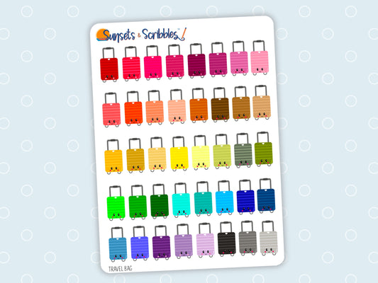 Rainbow travel bag stickers | Trip planning stickers | Adventure Stickers | Planner Stickers | Functional Stickers